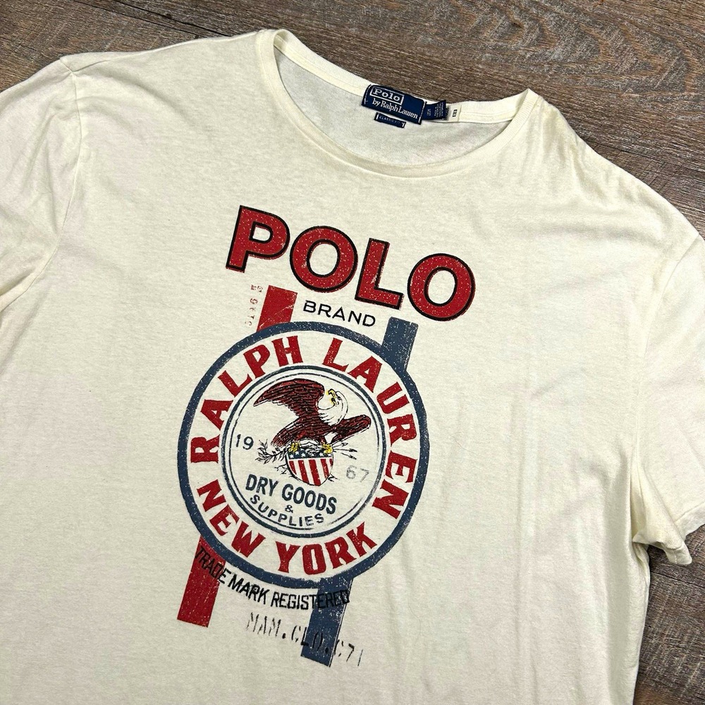 Polo Ralph Lauren Mens XL White Polo Dry Goods Country Eagle USA Americana